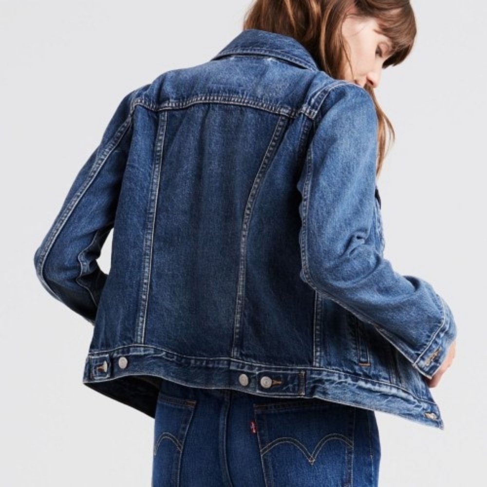 LEVI'S Women Jeans Jacket 100% Cotton Washed Blue Color With Pockets Crop XS - Picture 15 of 15